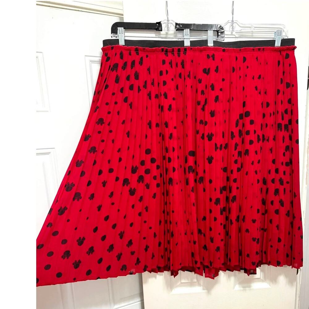 Torrid 5 (5X 28) Disney Minnie Mouse Polka Dot Red Pleated Chiffon Midi Skirt